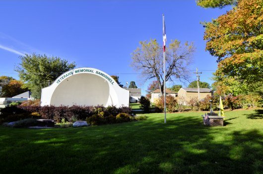 Bandshell and James Justice Memorial